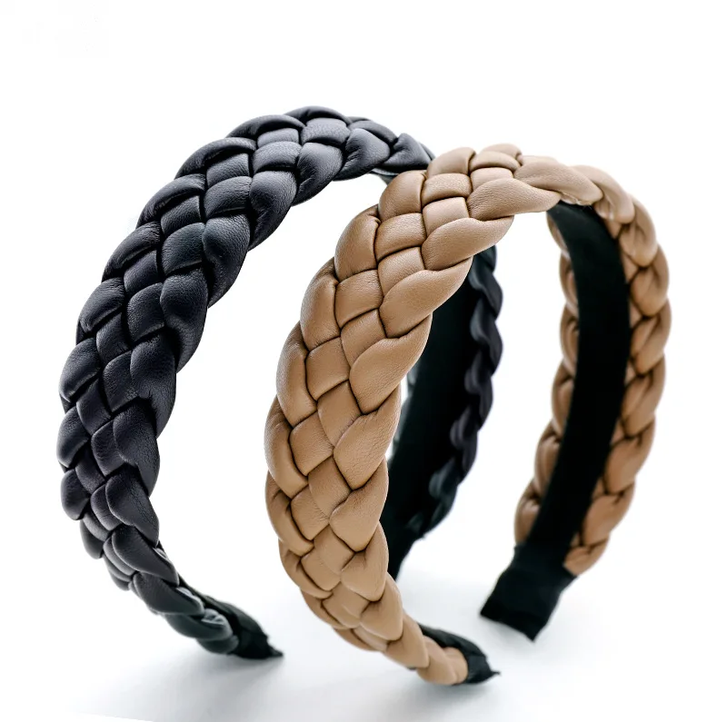 

Braid Hairband Women PU Knotted Headband Vintage Twist Turban Hair Accessories Fixed Wide Hair Band Headwear Wholesale