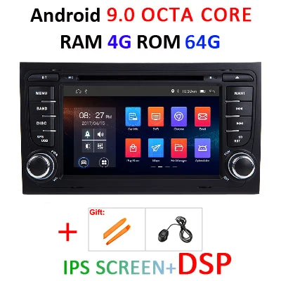 Android 9,0 DSP 4G 64G gps радио для Audi A4 B6 B7 S4 B7 B6 RS4 B7 SEAT Exeo 8 CORE/4 CORE 2 DIN DVD плеер ips экран wifi BT - Цвет: 9.0 4G 64G IPS DSP