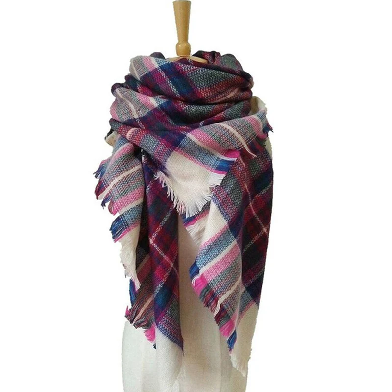 

New Women Winter Scarf Classic Plaid Scarf Large Warm Soft Cashmere Female Scarves Lady Bandana Wraps Shawl Triangle Scarves