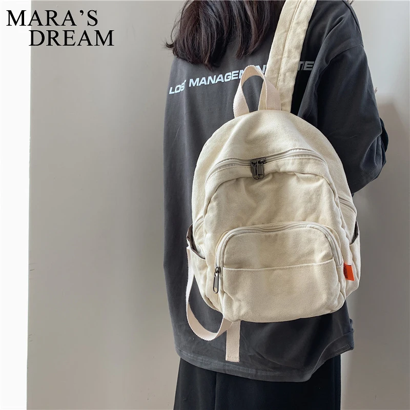 Mara Dream Canvas Women Backpack Vintage Small School Backpacks Women Zipper Travel Bagpack Female Solid Casual Schoolbag Travel 3