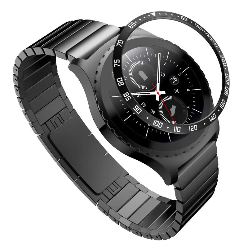 Аксессуары для умных часов для samsung gear S2 SM-R732, Классический чехол для часов с наклейкой, защита от царапин, стальное кольцо с ободком
