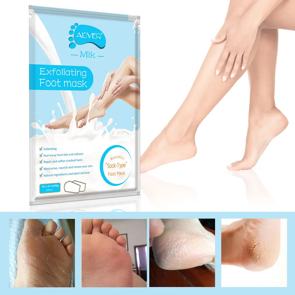 

Milk Peeling Foot Mask for Legs Feet Mask Exfoliating Socks for Pedicure Anti Crack Heel Remove Skin Foot Patch TSLM1