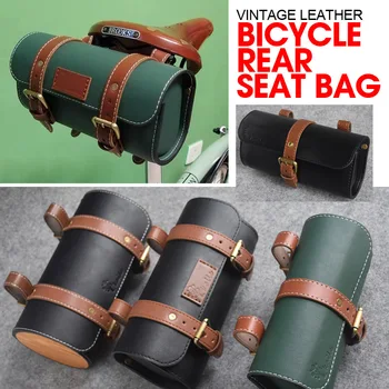 Black Brown Vintage Leather Bicycle Rear Seat Bag Waterproof Storage Bike Saddle Bag Cycling Tail Rear Pouch Saddle Bag 1