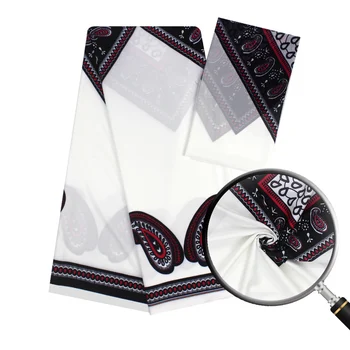 

Newest style silk wax black and white silk fabric african fabric ankara real silk fabric 4+2 yards for evening dress S191008