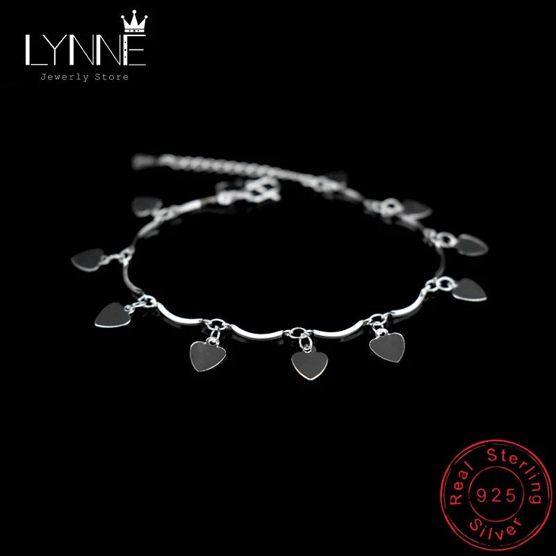 Женский браслет с подвеской в виде сердца из серебра 925 пробы|sterling silver bracelet|925 sterling