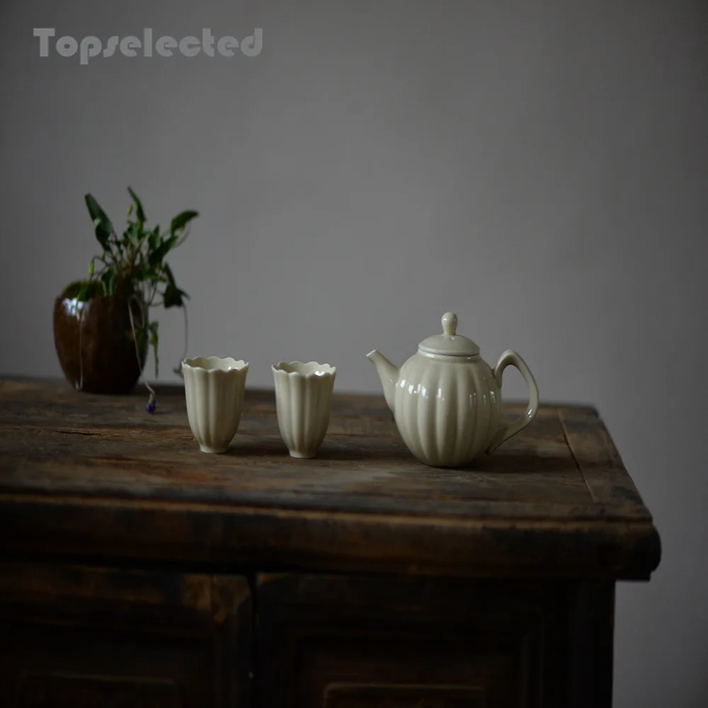 

Ceramic Kungfu Tea Set Teapot Gift Set Honey Color Zen Culture Tea Ceremony Tcup