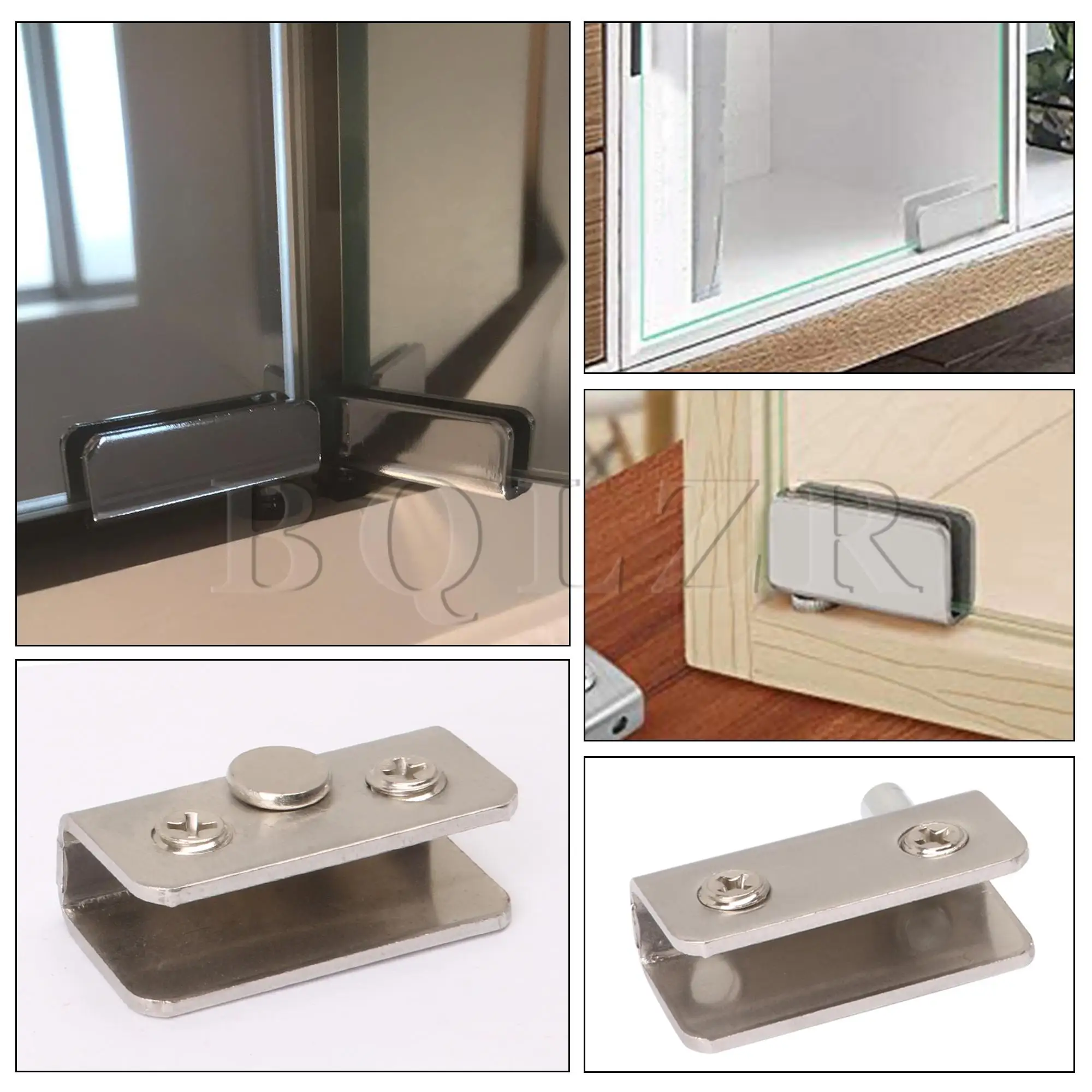 BQLZR Stainless Steel Glass Pivot Door Hinges Clamps Kits for 5-8mm Glass Door