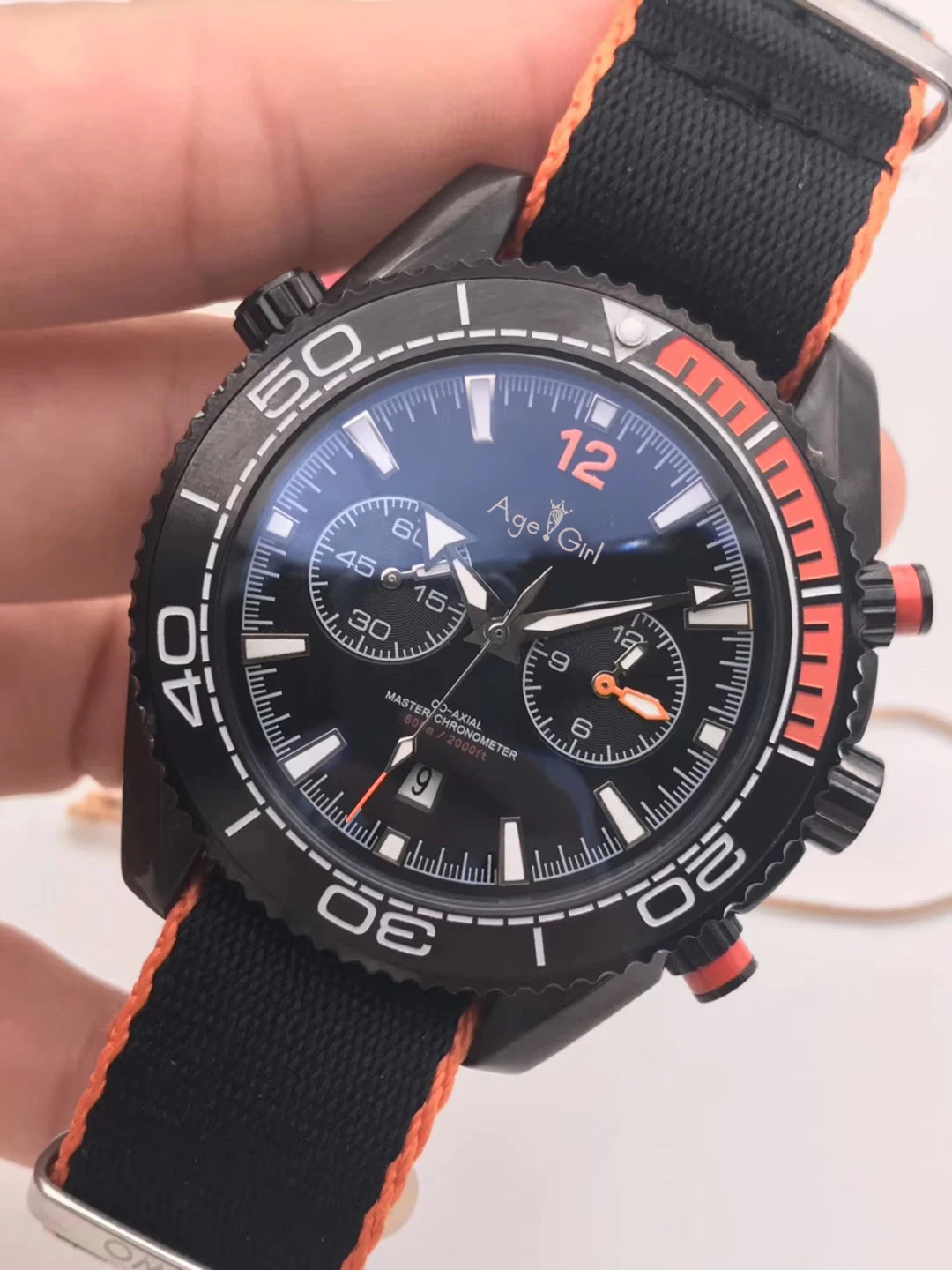 

Luxury Brand New Men Automatic Mechanical Stainless Steel Canvas Black Orange 007 Sapphire Watch Ceramic Bezel 43mm Limited AAA+