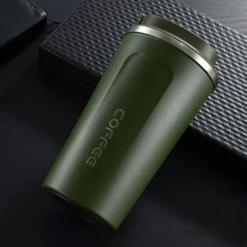380/510ML Stainless Steel Thermal Heat Preservation Vacuum Coffee Mug Milk Cup Home Office Car Vacuum Flasks Thermoses with Lid Army Green