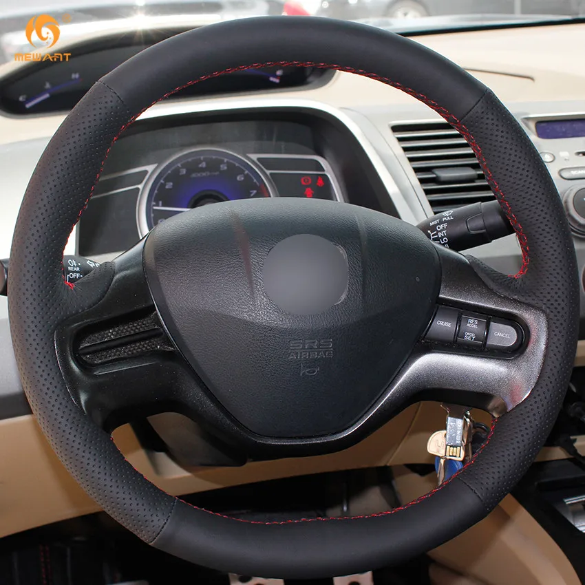 MEWANT черная искусственная кожа Ранняя для Honda Civic Old 2006 2007 2008 2009 (2 спицы) внутренние