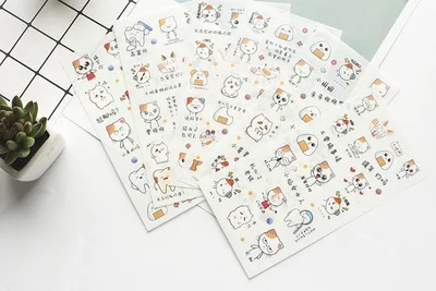 6 шт. музыкальный стикер для заметок малыш счастливый праздник музыкальный корейский школьный офис Канцелярские Принадлежности Mori ПВХ декоративные наклейки s креативный подарок - Цвет: 6pcs cute cat