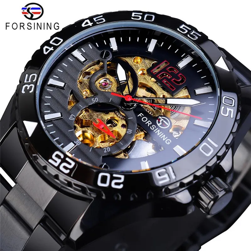 

New Style Forsining Europe And America Style Men Fashion Casual Hollow out Waterproof Automatic Machine Watch
