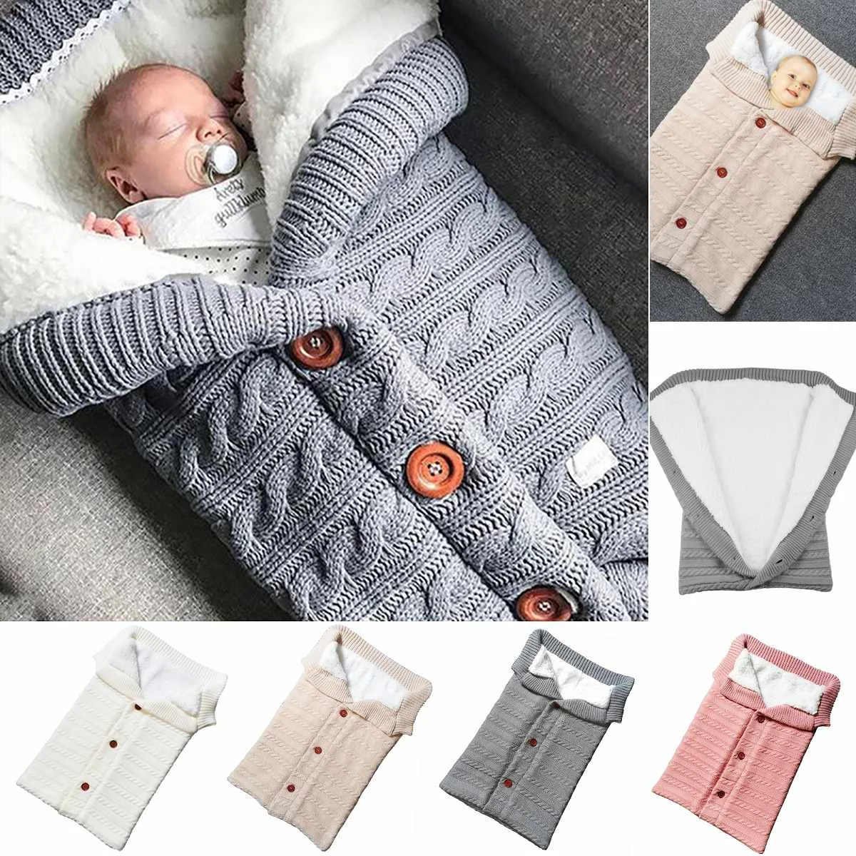 Winter Baby Warm Sleeping Bag Swaddle Toddler Blanket Newborn Baby Boy
