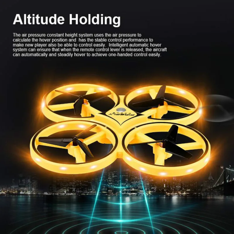 Mini Quadcopter Induction Drone Smart Watch Remote Sensing Gesture Aircraft UFO Somatosensory Noctilucent Interaction uav | Игрушки и