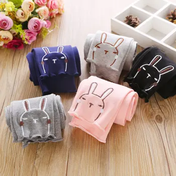 

Spring Girl Trousers Medium And Small Children'S Trousers Cute Rabbit Embroidery Female Baby Casual Leggings