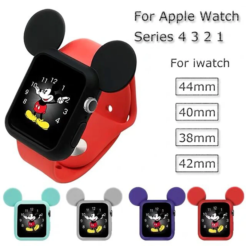 Микки милый мультяшный чехол для Apple Watch 4/3/40 мм 44 мм 42 мм 38 мм iWatch Группа мягкая защитная оболочка из силикона