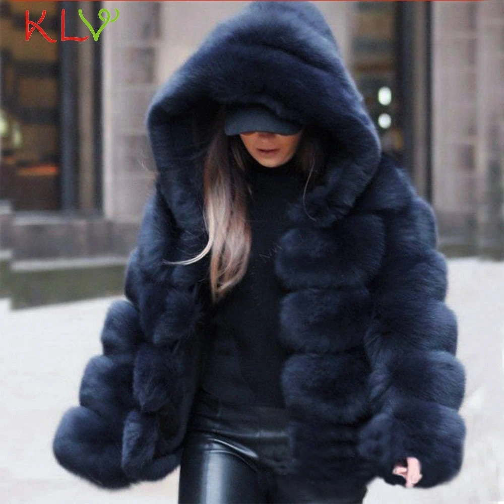Женская винтажная куртка с капюшоном, пушистое пальто из искусственного меха, Короткая Меховая зимняя теплая верхняя одежда, пальто, Осенние Повседневные Вечерние пальто, 19Aug