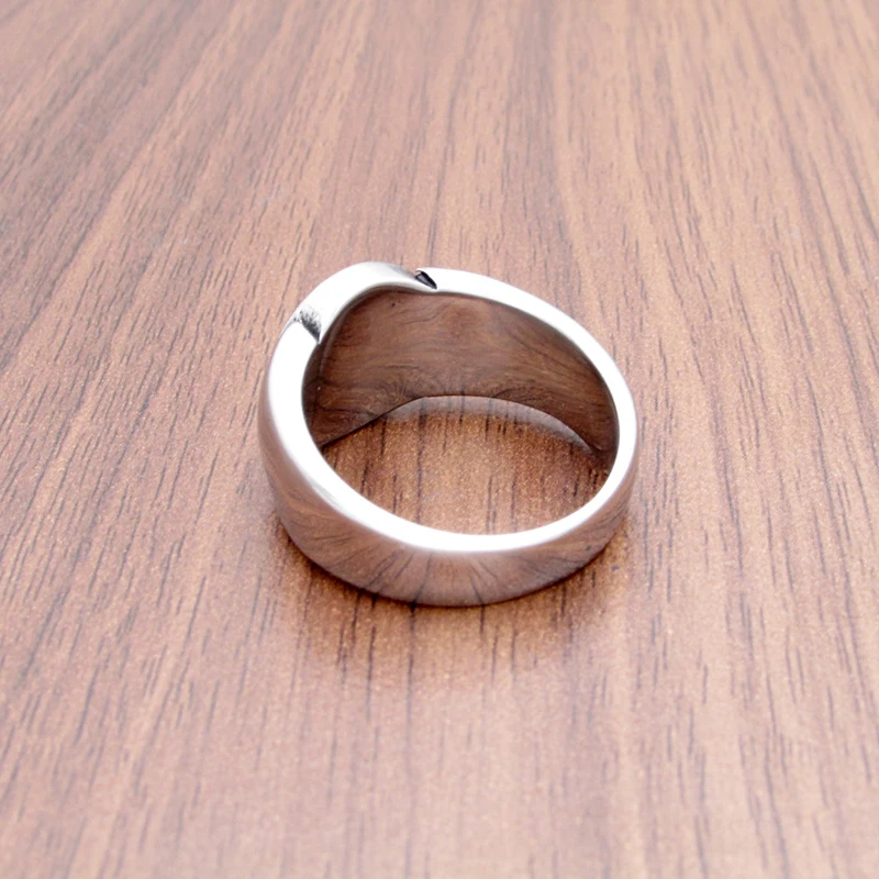 Punk 316L Stainless Steel Black 8 Sliver Color Men's Pool Eight Ball Ring Jewelry 2