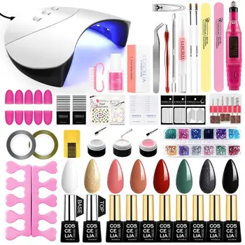 

COSCELIA UV Gel Nail Manicure Set With Nail Dryer Set Kit Professional Gel Polish Tools Nail Lacquer Top Coat For Base