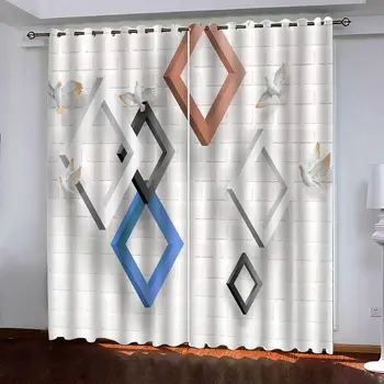 

geometric curtains Customized size Luxury Blackout 3D Window Curtains For Living Room