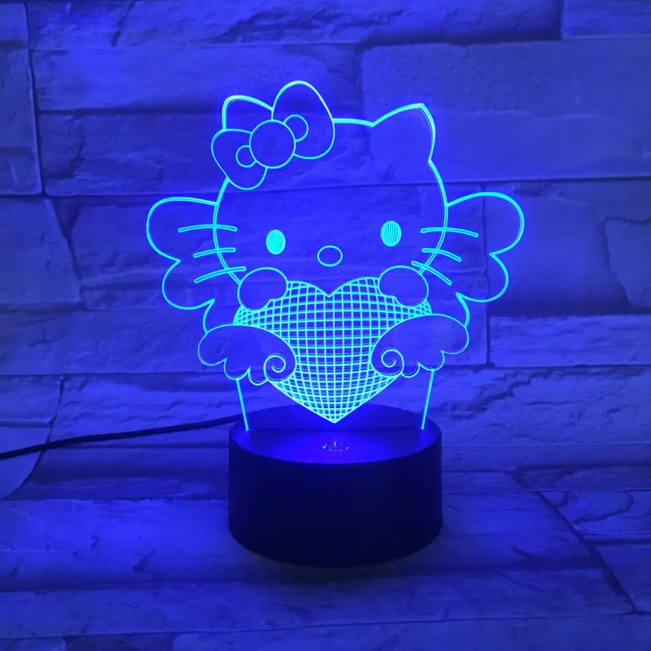 3d иллюзия светодиодный Ночной светильник лампа милый рисунок «Hello Kitty» ребенка Детская комната Ночной светильник, ночное белье, детская одежда Спальня украшения подарок 3d лампа