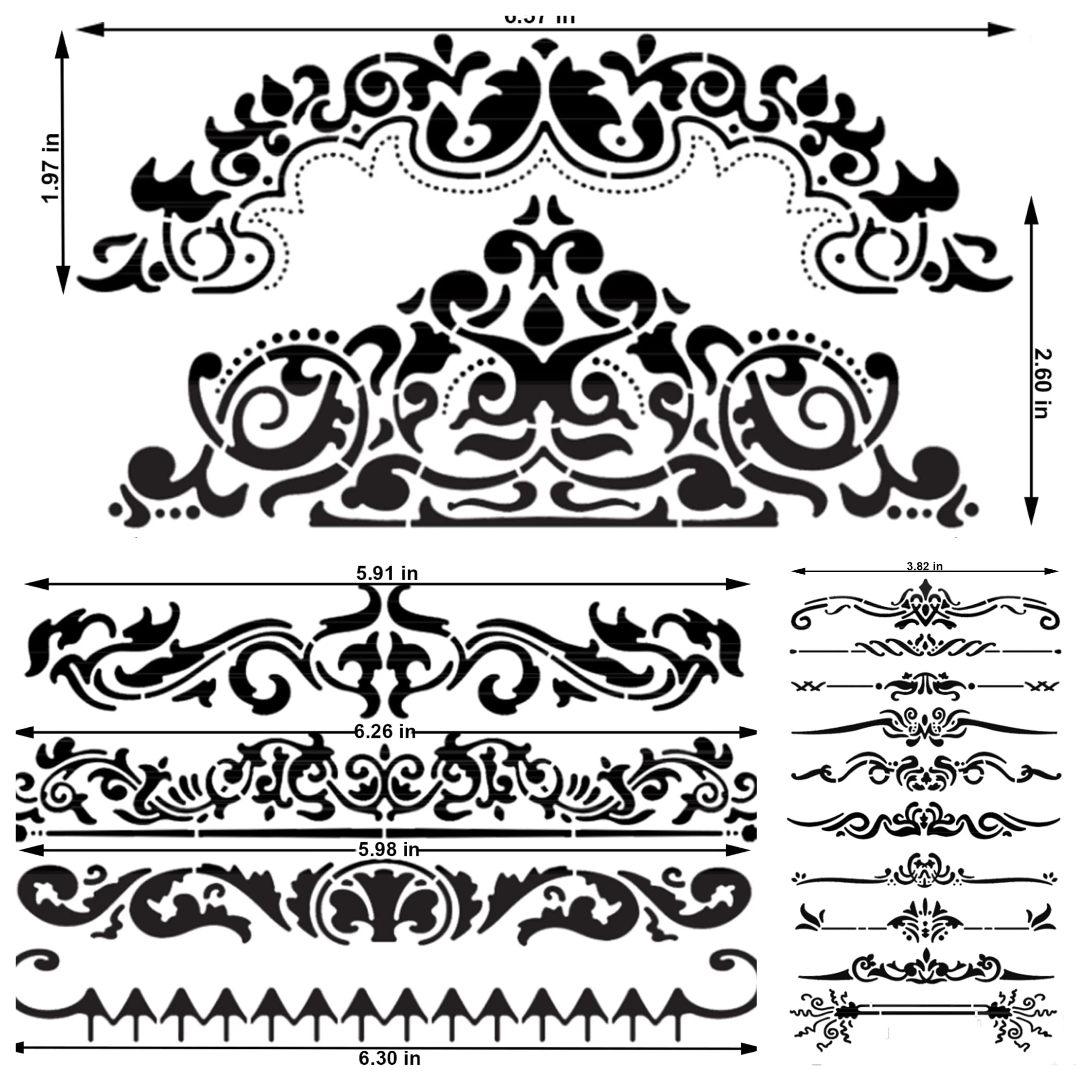 4x7 Inch Border Metal Stencils Template for Wood carving