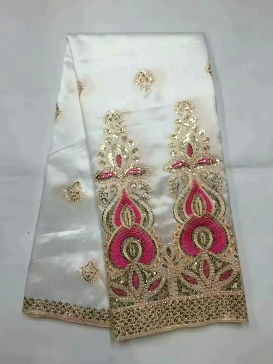 Африканская Джордж кружевная ткань 2017 Новый стиль Нигерия Джорж белая блестящая