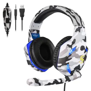 

Camouflage Professional Gaming Headphones for Computer PS4 Adjustable Bass Stereo PC Gamer Over Ear Wired Headset With Mic