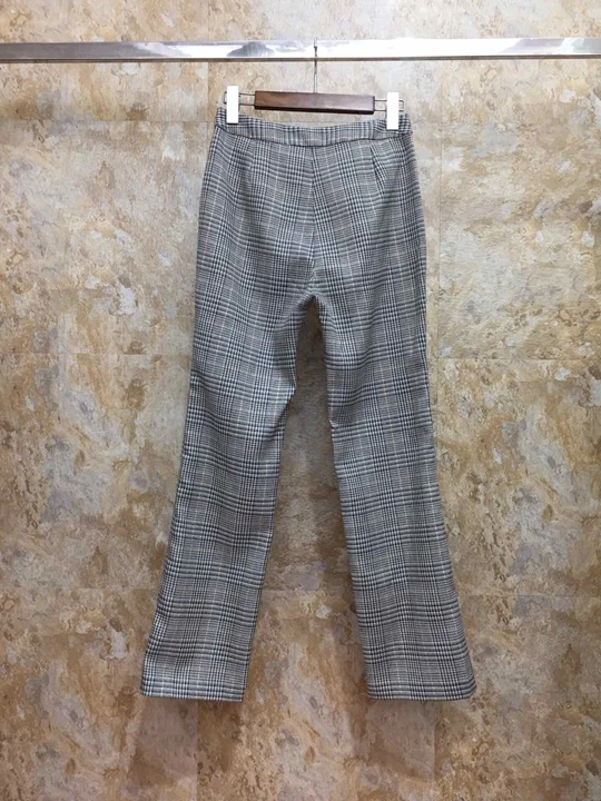 Early autumn new women's Lapel double-breasted button symmetrically buttoned Plaid suit jacket+ trousers suit 918