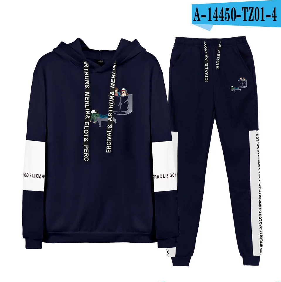 navy sweatshirt set Странные Вещи мужские wo мужские костюмы теплые толстовки с капюшоном модные уличные спортивные часы для мальчика и девочки костюмы Harajuku Хип-хоп костюм - Цвет: navy sweatshirt set