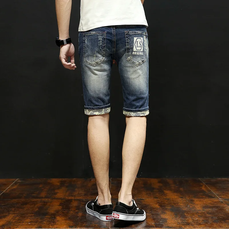 70% OFF 2019 Summer New Men's Stretch Short Jeans Fashion Casual Slim Fit High Quality Elastic Denim Shorts Male Brand Clothes 36 38 40