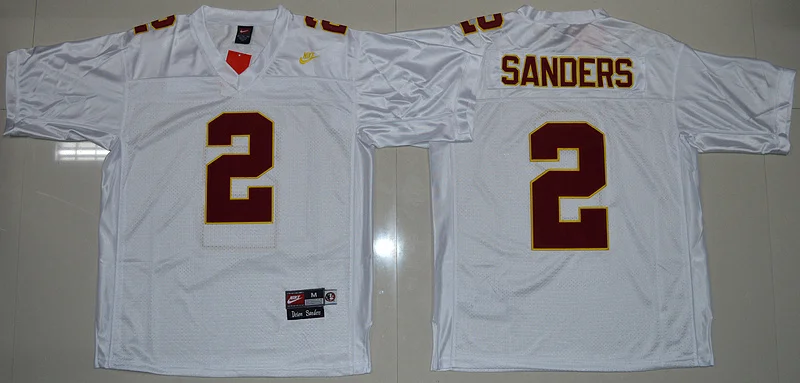 Белый Stitiched, высокое качество Florida State Seminoles(FSU) Deion Sanders Throwback Jersey - Цвет: Белый