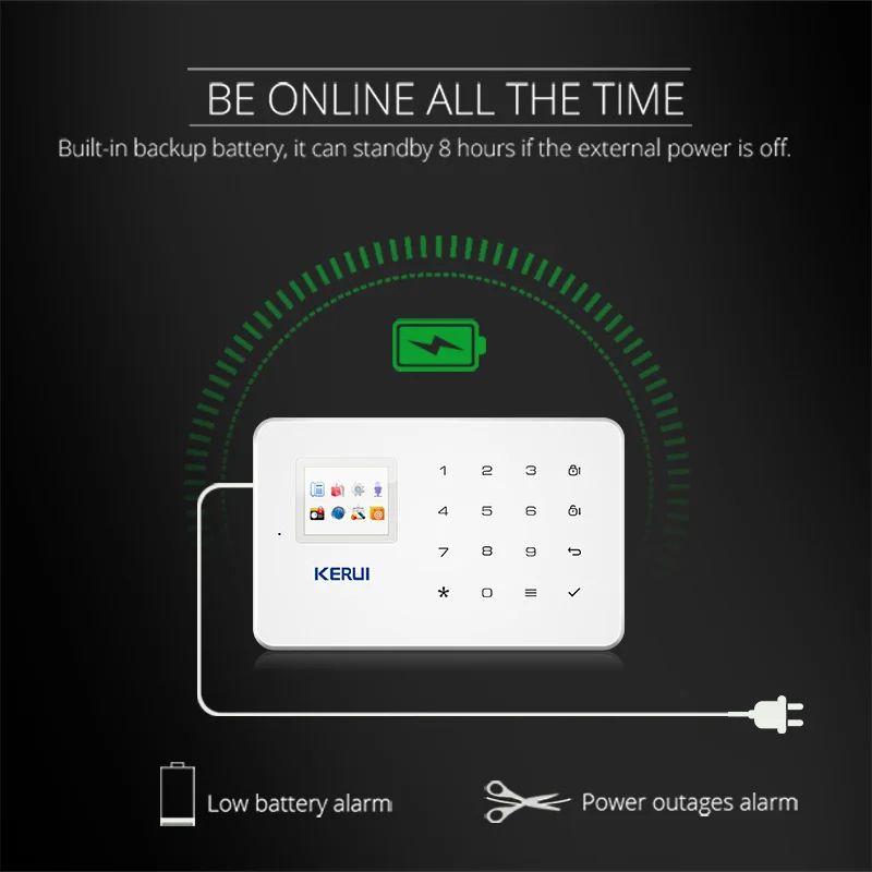 Kerui G18 Built-in Antenna Alarm PIR Motion Detector Wireless Smoke Flash Siren LCD GSM SIM Card House Security Alarm System