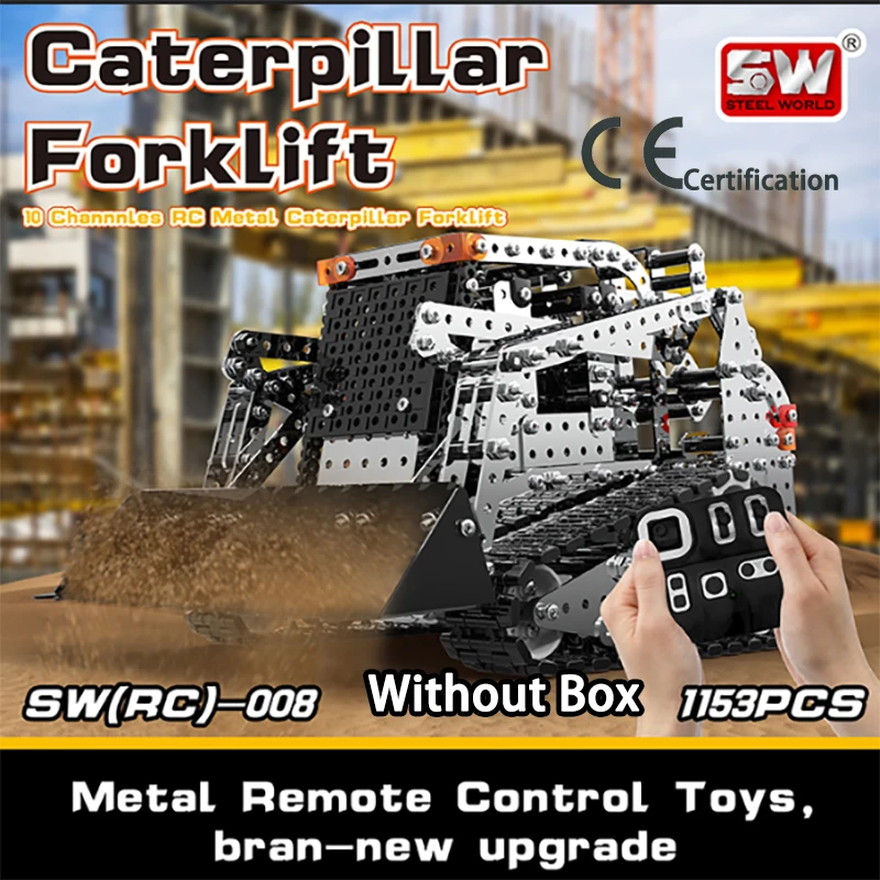Metal Building Block Rc Car DIY Stainless Steel Assembled SW008 Tracked Forklift Remote Control 10Ch Budollzer Puzzle