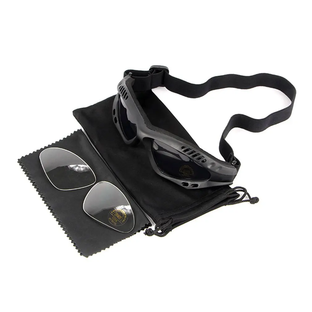 

Polarized Army Goggles Desert 4 Lens, Outdoor UV Sports Hunting Military Sunglasses Men & Women, War Game Glasses