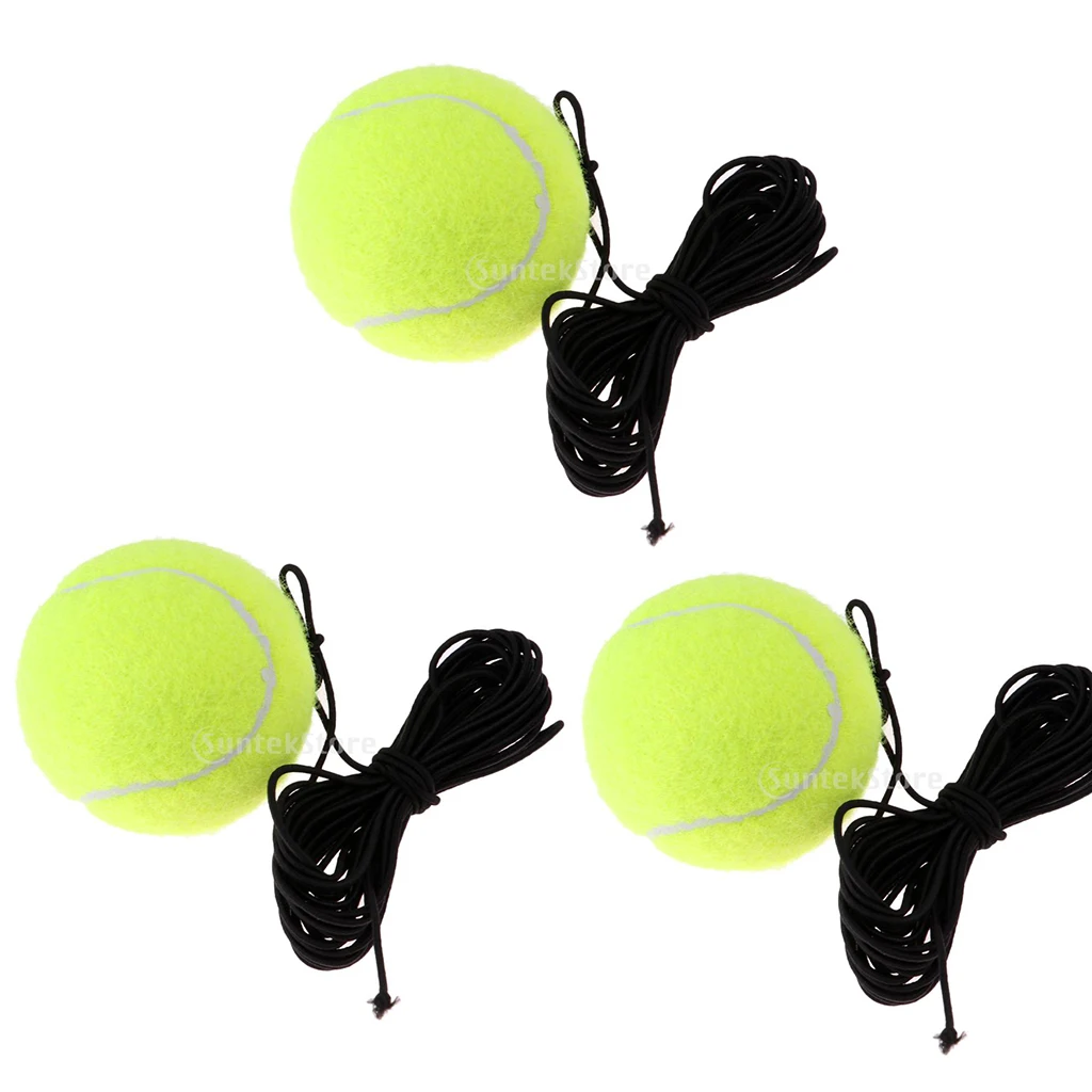 Pack Of 3 Tennis Training Ball Exercise Resiliency Practice Balls With Cord