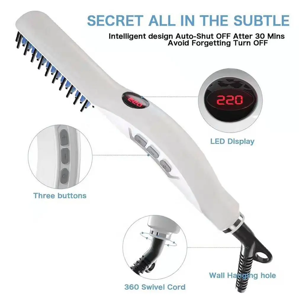 Lcd мужские прямые гребни для волос, многофункциональные гребни для волос, стильные гребни для бороды, выпрямитель для волос