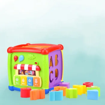 

Building Block Early Education Six-sided Box Baby One Year Old Puzzle Shape Matching Toy Baby Toys Plastic Musical Toys