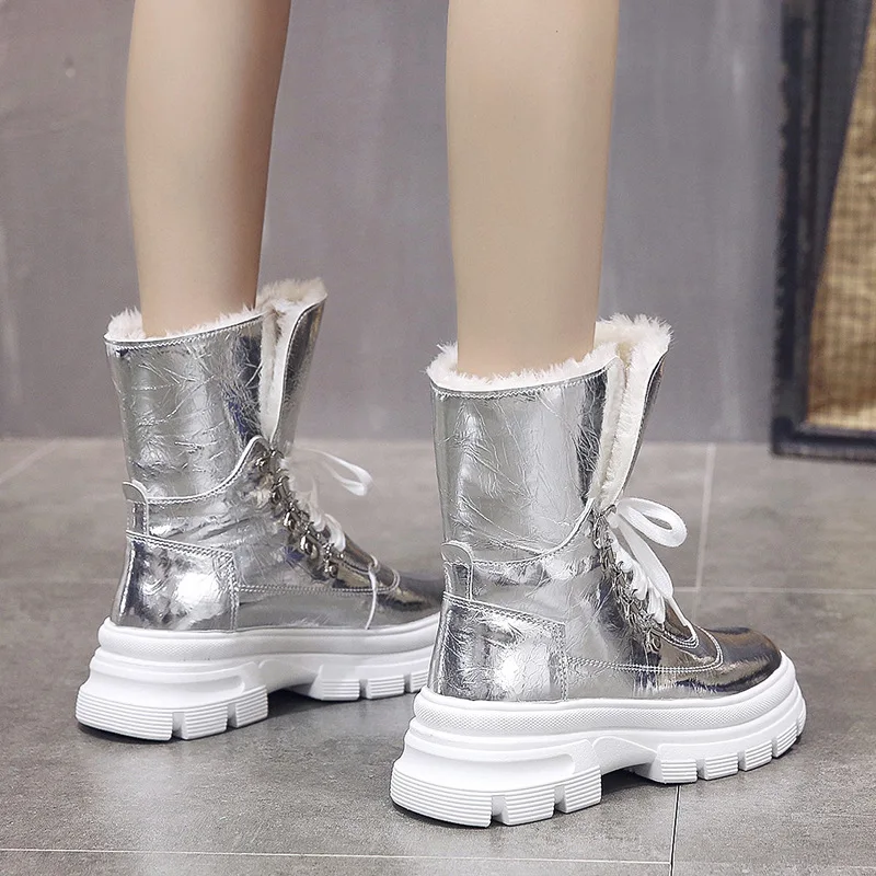 winter new Martin boots women's fashion simple solid color high tube comfortable warm thick sole casual boots