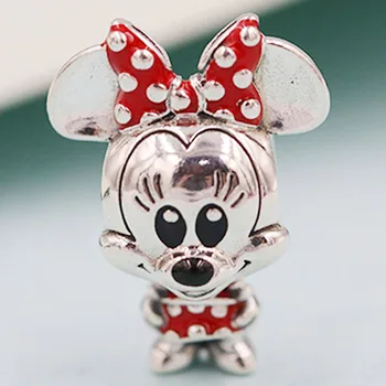 

Original Red Enamel Minnie Mouse Dotted Dress & Bow Beads Fit 925 Sterling Silver Bead Charm Pandora Bracelet Bangle Diy Jewelry