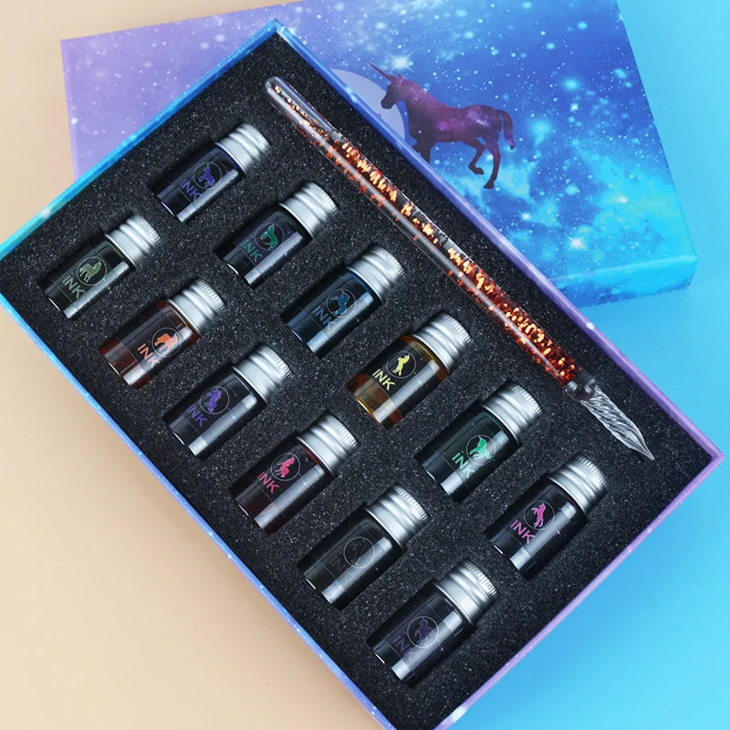 

Glass Dipping Pen And Ink Sets New Quicksand Series Sign Pencil Student Creative Gift With Dipping Glass Pencils Gifts