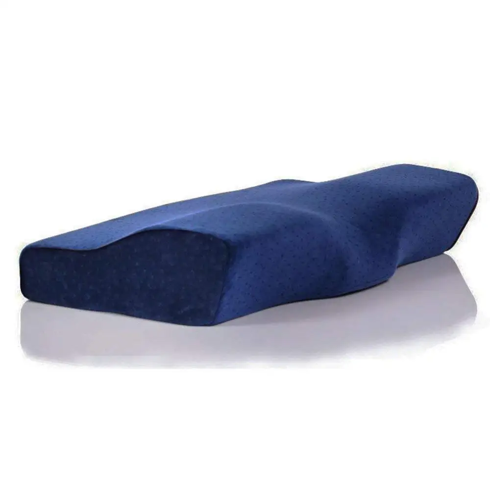 Подушка из пены с эффектом памяти, регулируемая Шейная Подушка, поддерживающая контур, подушка для кровати, подушка для шеи, для спины и боковых спящих(синий, красный, черный - Цвет: Темно-синий