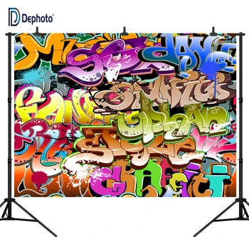 

DePhoto Graffiti Hip-hop Wall Theme for 80's 90's Party Seamless Vinyl Photography Backdrop Photo Background Studio Prop PGT123