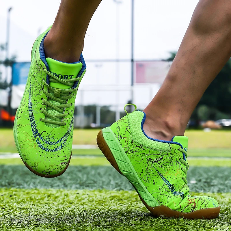 Мужская и женская обувь для бадминтона; большие размеры 46; унисекс; спортивные тренировочные кроссовки; цвет зеленый, оранжевый; профессиональная обувь для Бадминтон Спорт