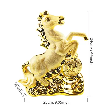 

New Golden Ceramic Horse Statues Figurines Ornaments Horses Crafts Home Decoration Accessories for Creative Business Wedding