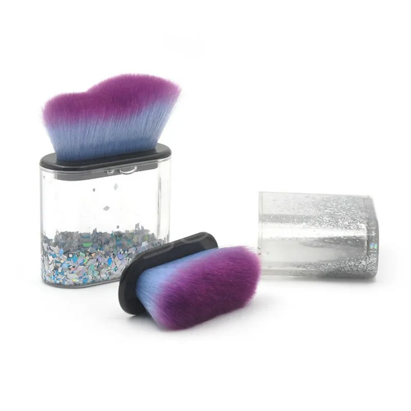Transparent Crystal Empty Handle Blush Brush Soft Comfortable Blusher Brush With Sequins Glitter 1pc