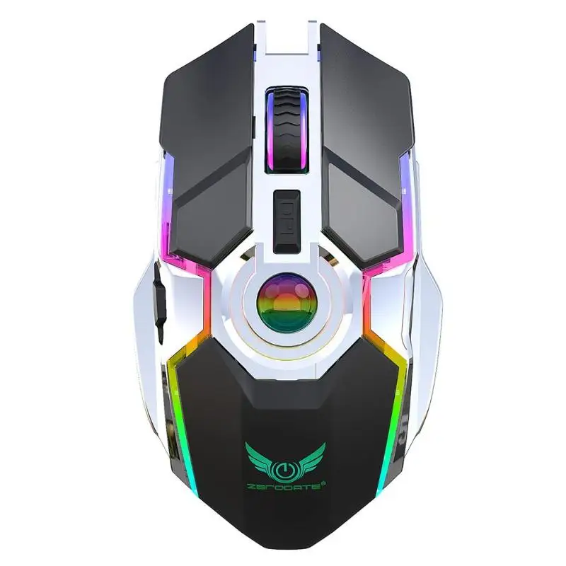 ZERODATE T30 Механическая беспроводная 2,4G 7 Кнопка 2400 dpi мышь с usb-приемником RGB потоковый эффект для игр и офиса