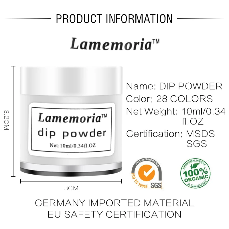 Lamemoria набор, акриловая пудра, пыль, УФ-дизайн, 3D кончики, украшение, маникюр, дизайн ногтей, Dectoration, сделай сам, пудра для ногтей, инструменты, Хрустальная пудра