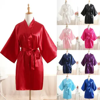 

Women‘s Solid Satin Short Pyjamas Robe Sleepwear Babydoll Lingerie Nightwear Set