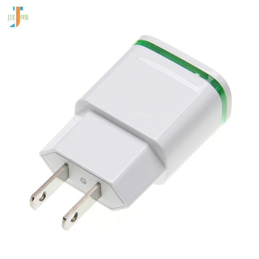 300 шт./лот 5 в 2A ЕС США вилка со светодиодом 2 USB адаптер для мобильного телефона настенное зарядное устройство для IPhone 7 8 IPad samsung Xiaomi huawei LG sony